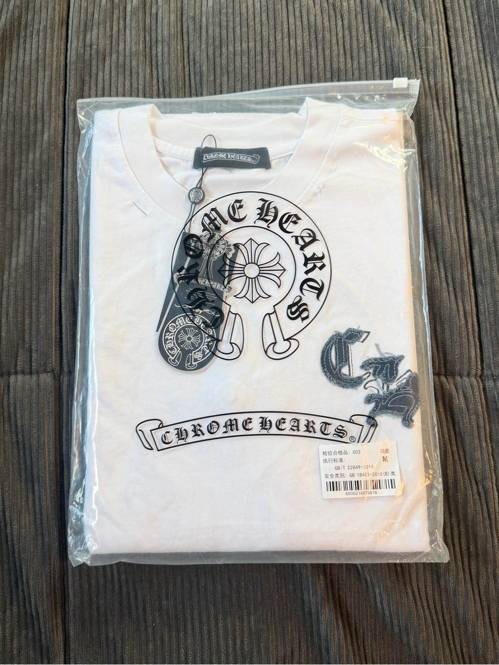 Chrome Hearts White T-Shirt with Black Label Detail